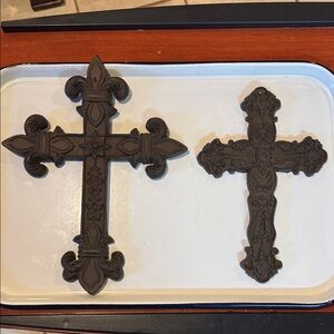 Metal Cross Set Decorative Brown Wall